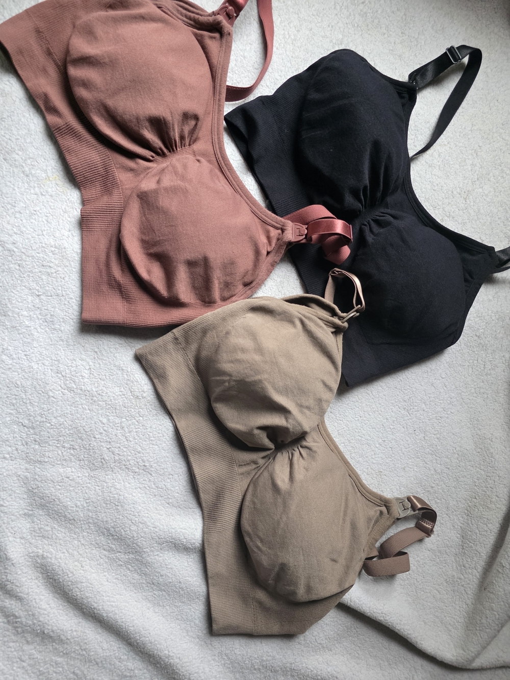 SHEIN Seamless Padded Bralettes in Black, Mauve, Taupe